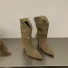 Botines de tacón alto para mujer, botines estilo coreano, estilo popular de celebridad de internet, punta fina, botines de tacón de bloque modernos, nuevas botas de moda 2026