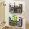 Estante de Almacenamiento Interior para Puerta de Gabinete de Cocina Cesta Montada en Pared Soporte para Almacenamiento de Condimentos Papel Film Artefacto de Almacenamiento sin Perforaciones en la Parte Trasera de la Puerta