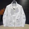 Estilo Outono e Primavera Moda Logo Bordado Gola Alta Masculina Diário Commute À Prova de Vento Roupa de Trabalho Versátil Zíper Cardigan Jaqueta Outerwear