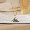 Collar de Acero de Titanio de Venta Caliente Transfronteriza para Mujer Colgante Ojo Turco Ojo del Diablo Cadena de Clavícula de Lujo Minimalista Joyería