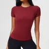Camiseta de Yoga Regular de Hombro Estilo Americano para Mujer, Top Fitness Versátil Casual, Camiseta Deportiva de Manga Corta para Correr al Aire Libre con Sensación de Piel Desnuda