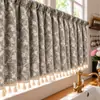 Cortinas Florales Estilo Retro Francés Americano Dormitorio Sala de Estar Balcón Ventana Saliente Cocina Cortinas Blackout Media Cortinas Cortinas de Puerta Cortinas Pequeñas Cortas