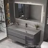Nuevo Modelo Gabinete de Baño con Lavabo Extra Grande Integrado, Tocador de Baño, Lavabo, Juego de Gabinete con Lavabo de Placa de Roca para Baño