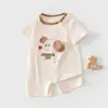Ropa para Bebés y Niños Anyang, Nueva Ropa de Verano Elástica de Manga Corta para Aire Acondicionado, Mameluco para Bebé, Traje Delgado para Gatear