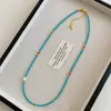 Collar de cuentas de mijo ultrafinas, collar de cuentas de perlas de agua dulce naturales y piedra turquesa, una cadena de clavícula delicada y lujosa para mujer