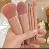 Juego de 5 Brochas de Maquillaje Rosas de Pasta de Frijol con Estuche con Espejo Portátil Combinación Brocha para Polvo Suelto Brocha para Contorno Brocha Corta para Fijar el Maquillaje