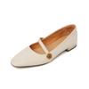 Zapatos Mary Jane de piel de cabra texturizada, estilo francés, con punta cuadrada pequeña, tacón bajo grueso, de cuero completo, para mujer, primavera 2024