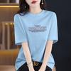 Top de Verano 2026 Nuevo Estilo Puro Deseo para Mujer con Diseño Adelgazante, Hombro Normal, Camiseta Estilo Americano de Algodón Puro Estampada para Mujer