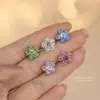 Brincos de Tarraxa Flor Completa em Argila Macia Dopamina Iridescente Prata Pura S999 para Mulheres, Brincos de Tarraxa de Osso da Orelha Fofos Versáteis da Moda