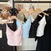 Nuevo Chaleco Sexy de Verano con Estampado de Flores Puras y Encaje Dulce, con Tirantes Finos y Almohadillas Integradas para Mujer