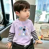 Camiseta de manga larga para niños, top falso de dos piezas para niños, camiseta básica de otoño, estilo primavera y otoño, ropa interior de algodón puro para niños mayores