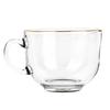 Transparente Gold Edge Copo de café da manhã de vidro bonito punho copo de leite copo de aveia de aveia de café de grande capacidade com colher copo de beber