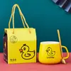 Conjunto de Caneca Térmica com Design de Desenho Animado Criativo, Copo de Água Aquecido, Caneca de Cerâmica, Caneca Pequena Prática para Presente
