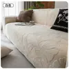 Funda de Sofá Jacquard de Terciopelo Elástico de Cobertura Total Estilo Crema Funda de Sofá Todo Incluido Funda Protectora para Sofá Anti-Arañazos de Gato