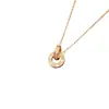 Collar Grande de Doble Anillo Completamente Diamantado con Círculos Entrelazados, Colgante de Doble Anillo, Cadena para Clavícula de Acero de Titanio Acero Inoxidable Fabricante