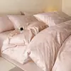 Juego de Cuatro Piezas Jacquard de Tejido Grueso 100% Algodón Puro Estilo Simple Clase A Sábana Plana Sábana Ajustable Dormitorio Principal Ropa de Cama de Alta Calidad