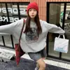 Sudadera sin capucha de forro polar 2026 Nueva Transfronteriza para Mujer, Estilo Coreano Otoño e Invierno Estampado de Letras Gruesa Relajada Chaqueta Top de Moda