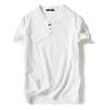 Camiseta de Linho Pulôver de Verão Masculina Cor Terra Manga Curta Camiseta Masculina Moderna Ajustada Decote V Simples Algodão e Linho Respirável Solta