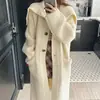Cardigan Suéter Longo Estilo Coreano Estilo Preguiçoso para Mulheres Outono e Inverno Novo Retro Gola Lapela Solto Tamanho Grande Suéter Transfronteiriço