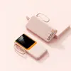 Carregador portátil compartilhado com cabo, mini, compacto, grande capacidade, display digital, portátil, 10000mAh, quatro cabos