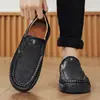 Comércio Exterior Transfronteiriço Tamanho Grande Sapatos Masculinos Costurados à Mão Primavera Novo Casual ao Ar Livre Masculino Slip-On Mocassins de Couro