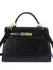 Bolso de mano texturizado con patrón de cocodrilo para mujer, nueva colección 2026, bolso de estilo Kelly, de nicho y lujoso, adecuado para el trabajo y el uso casual, se puede llevar como bolso de hombro o bolso cruzado