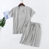 Traje de Pijama de Verano para Hombre de Modal Talla Grande Manga Corta Pantalones Cortos Delgado Cuello en V Suéter Holgado Ropa para el Hogar