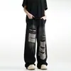 Pantalones vaqueros de pierna ancha, rectos, holgados, de verano para hombre, estilo americano de marca de moda, rasgados, deshilachados, de longitud hasta el suelo, transfronterizos