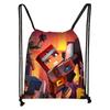 Sacola de Compras Personalizada de Moda Minecraft com Bolso de Cordão Criativo Portátil para Crianças ao Ar Livre Estudante Sacola com Cordão Atacado