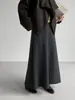 Falda Larga de Punto con Cintura Alta Estilo Paraguas Jiang Zuo Extremadamente Favorecedora Elegante Falda Larga Otoño Elástica Adelgazante Falda Midi Falda de Línea A 8309
