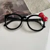 Subcultura Celebridad de Internet Espejo Lindo con Decoración de Lazo Gato Negro con Marco Estampado de Leopardo Gafas para Estilismo Sin Maquillaje Modernas