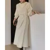 Nuevo vestido coreano chic de estilo francés de otoño temprano, de longitud media irregular, con un diseño elegante y detalle de lazo 18245