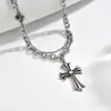 Collar Cubano de Doble Capa con Colgante de Cruz para Hombres y Mujeres Lujo Ligero de Moda Hip Hop Acero de Titanio Colgante Cadena para Suéter Joyería Estilo Ins