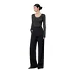Pantalones de Pierna Ancha de Cintura Alta Asimétricos en Capas Estilo Minimalista Otoño 2026 Nuevos Pantalones Largos Fluidos de Cintura Alta