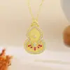 Popular collar de calabaza de esmalte en Xiaohongshu, cadena para la clavícula de estilo chino retro de lujo ligero para mujer, regalo de alta gama para el Festival Qixi