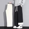 Pantalones de Lana de Cordero para Hombre Otoño e Invierno Felpa Engrosada 2025 Nuevos Pantalones de Algodón Casual Rectos Pantalones de Chándal