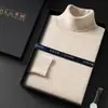 Caja de Regalo Suéter de Cachemira para Hombre de Edad Media y Joven Punto de Cuello Alto Otoño e Invierno Estilo Nuevo Suéter de Lana de Alta Gama como Capa Base