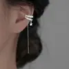 Brincos de Clipe Estrela de Camada Dupla com Strass, Estilo Hip-Hop, Corrente de Caixa Elegante para Comércio Exterior com Franja Estrela de Cinco Pontas Zircônia Ear Cuff para Orelhas Sem Furo