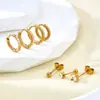 Moda Coreana Ins Patrón Geométrico Simple Pendientes de Botón con Diamantes para Mujer Acero Inoxidable Personalizado Chapado en Oro de 18K Joyería de Alta Gama