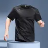 Nova Camiseta Masculina de Seda Gelada de Manga Curta de Secagem Rápida para Comércio Exterior, Roupas Finas de Verão Respiráveis para Esportes, Corrida e Fitness de Meia-Manga