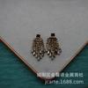 Coreia do Sul Ordem Super Flash Zircon Brincos Preto Quadrado Obsidiana Borla Brincos Brincos Cobre Banhado A Ouro 925 Pinos