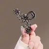 Pinza de Flor Esmaltada Negra Pequeña para Cabello Roto de Mujer Pinza de Tiburón Mediana para Medio Peinado Accesorios Elegantes para el Cabello