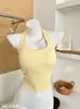 Top de tirantes halter con espalda descubierta, dulce y picante, para mujer, con almohadillas en el pecho, de verano, corte ajustado, versátil y favorecedor