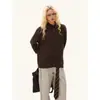 Cárdigan suéter de cuello redondo estilo universitario para otoño e invierno para mujer, con un sofisticado color gris, corte holgado, estilo casual y un diseño retro minimalista