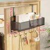 Estante de almacenamiento para colgar en la puerta con ganchos, estante de almacenamiento multicapa para detrás de la puerta del dormitorio, cesta de almacenamiento colgante sin taladro para detrás de la puerta de entrada, tipo oculto