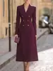 Nuevo Vestido Midi de Doble Botonadura con Solapa Europeo y Americano para Mujer 2026, Vestido Formal de Temperamento Ceñido a la Cintura para Viaje