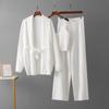 Conjunto de tres piezas de chaqueta cárdigan de punto para mujer, pantalones anchos y holgados de moda informal para Europa y Estados Unidos