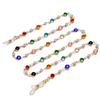 Corrente de óculos com contas de vidro coloridas, cordão para máscara, corrente de óculos galvanizada espessada, corrente anti-perda-zircônia, diamante colorido
