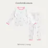 Conjunto de Roupa Íntima de Algodão Puro Classe A para Meninas Pequenas e Crianças, Conjunto de Roupas de Outono, Pijama de Camada Base para Meninas, Roupa de Casa