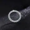 Anillo de Plata de Ley S925 con Moissanita para Mujer, Lleno de Diamantes, Anillo de Fila Elegante, Anillo para Mujer Chapado en Platino